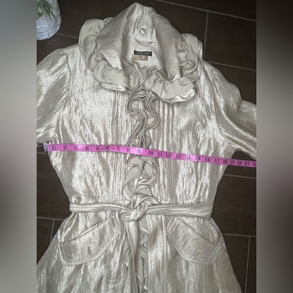 Samuel Dong shimmer champagne bubble ruffle hem coat/dress sz small - Picture 9 of 11